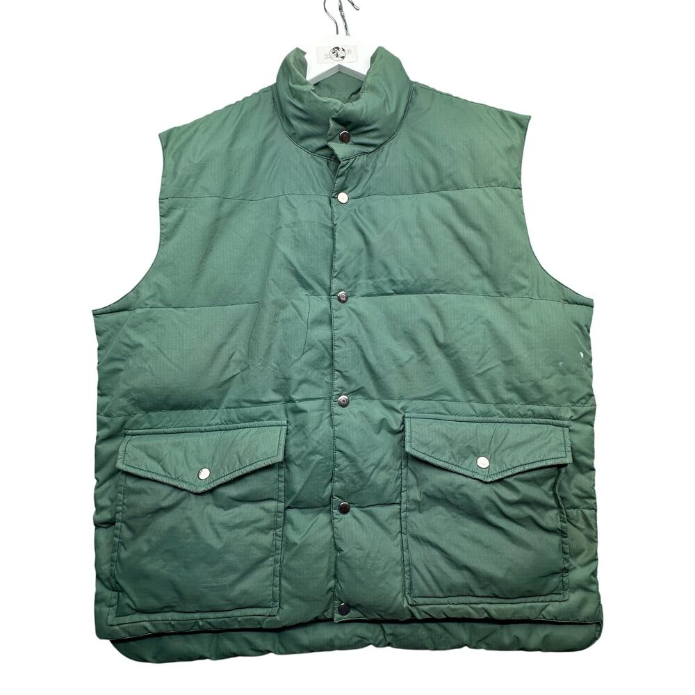 Vintage 80s Real Duck Down Manor House Quilted Puffer Vest Men Large Snap Button